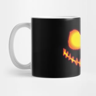 Scary pumpkin face with neon effect and fire colors Mug